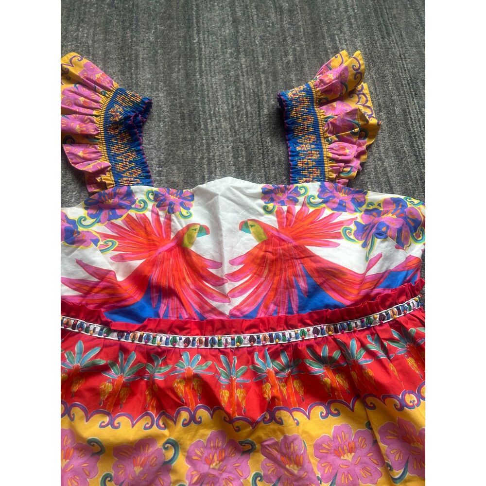 FARM Rio White Multicolor Parrot & Floral Ruffle Mini Dress - Picture 8 of 11